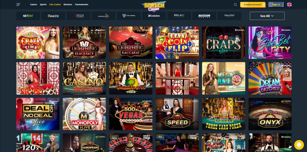 Snatch Casino Ζωντανό καζίνο