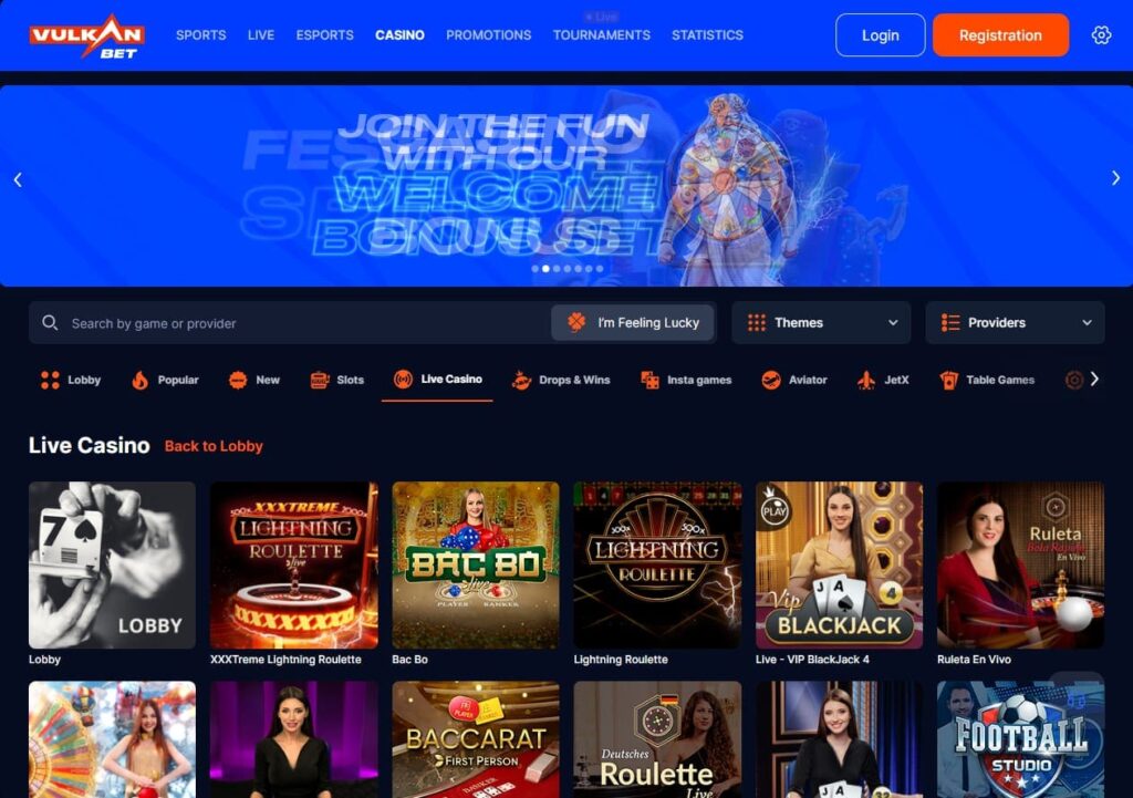 VulkanBet Ζωντανό καζίνο