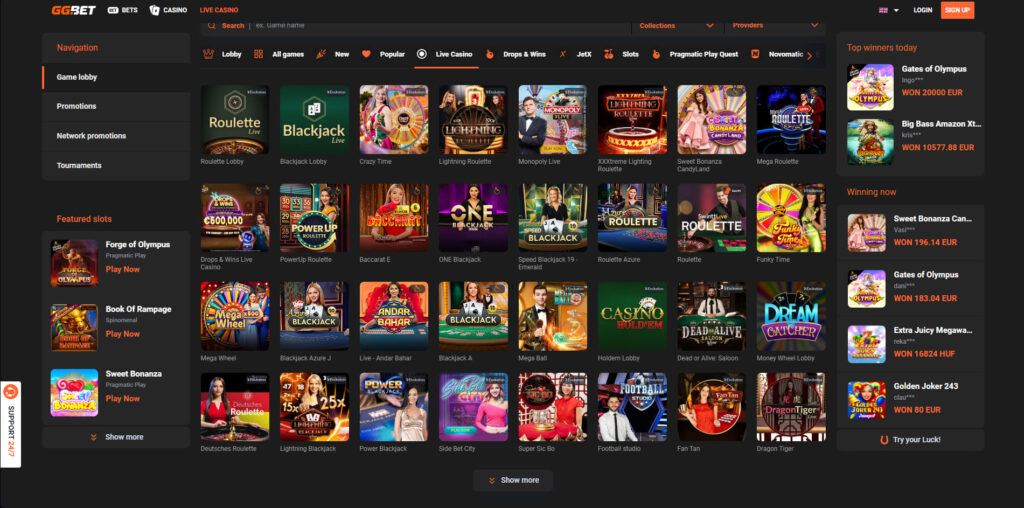 GGBet Ζωντανό καζίνο