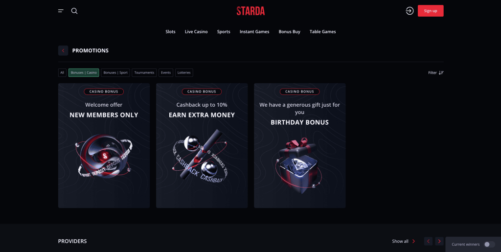 Starda Casino Μπόνους